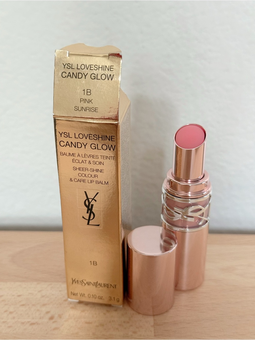 Yves Saint Laurent YSL LoveShine Candy Glow Lip Balm 1B Pink Sunrise
